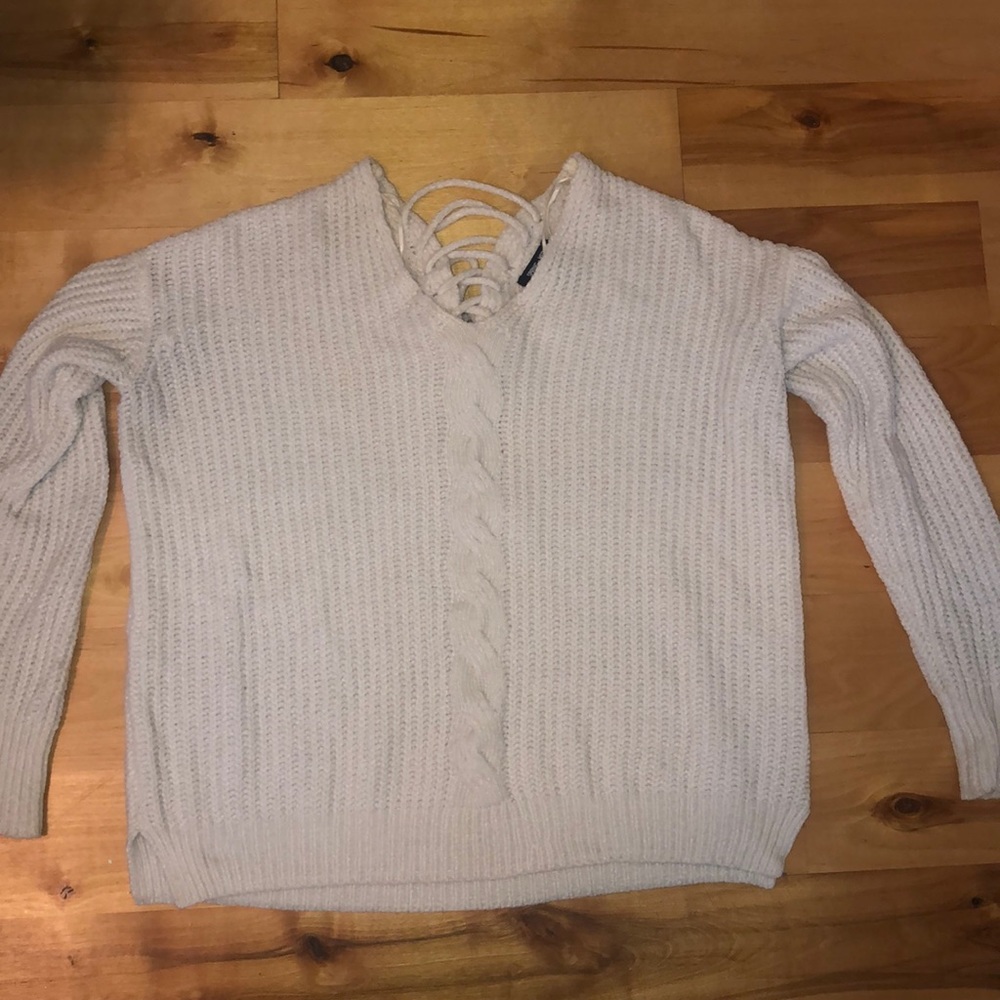 White sweater with tie back